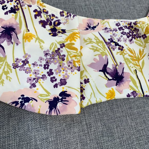 Old Navy Juniors Floral Bikini Top XL Adjustable Straps Cream Purple Green Pink - Picture 3 of 11